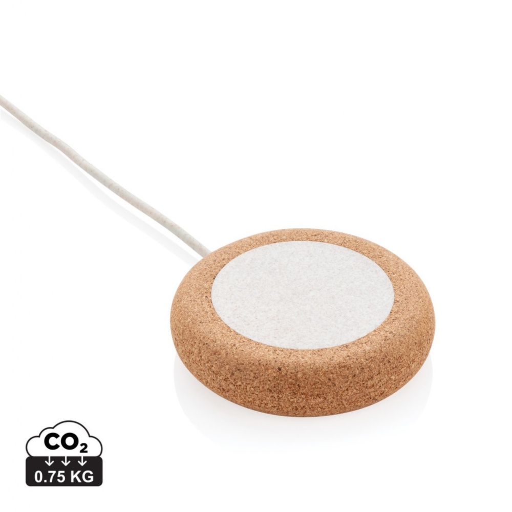 Logo trade corporate gifts image of: Cork and Wheat 5W wireless charger