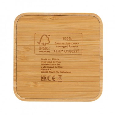 Logotrade promotional products photo of: Bamboo 5W wireless charger with USB