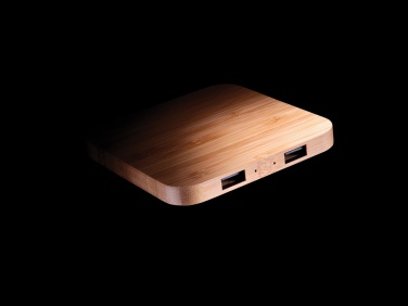 Logo trade promotional giveaways picture of: Bamboo 5W wireless charger with USB