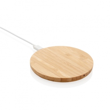 Logotrade promotional merchandise image of: Bamboo 5W round wireless charger