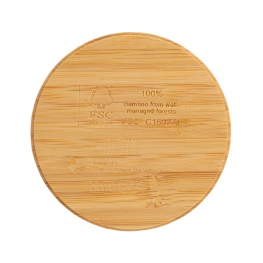 Logo trade business gift photo of: Bamboo 5W round wireless charger