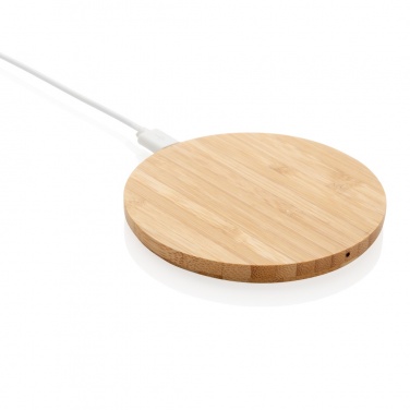 Logo trade promotional product photo of: Bamboo 5W round wireless charger
