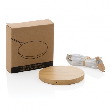 Logotrade advertising products photo of: Bamboo 5W round wireless charger