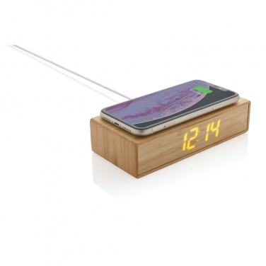Logotrade advertising products photo of: Bamboo alarm clock with 5W wireless charger