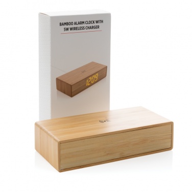 Logotrade corporate gifts photo of: Bamboo alarm clock with 5W wireless charger