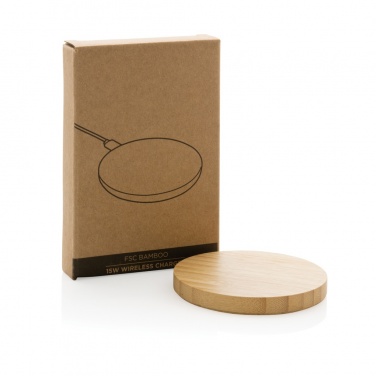 Logo trade promotional products picture of: Bamboo 15W wireless charger