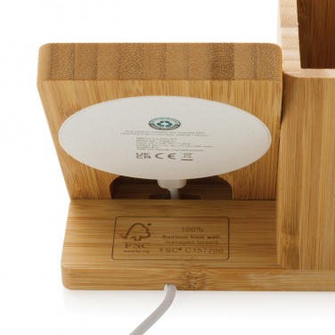 Logo trade advertising products image of: Calgary bamboo 10W wireless charger