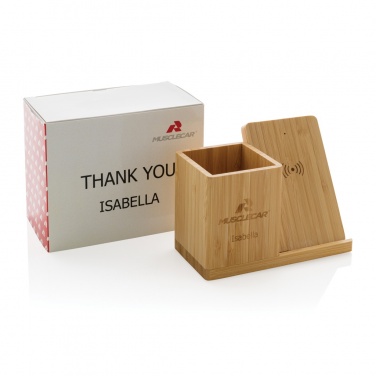 Logo trade promotional item photo of: Calgary bamboo 10W wireless charger