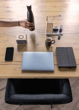 Logo trade advertising product photo of: Ontario recycled plastic & bamboo 3-in-1 wireless charger