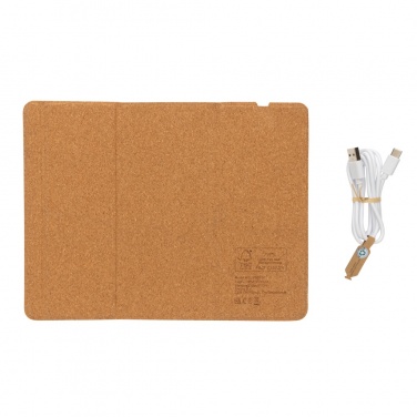 Logo trade business gift photo of: 10W wireless charging cork mousepad and stand