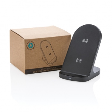Logotrade corporate gift image of: RCS recycled plastic double coil wireless stand 15W