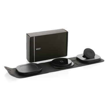 Logotrade promotional item picture of: Swiss Peak RCS rplastic 3-in-1 wireless 15W travel charger