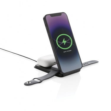 Logotrade promotional gift picture of: Swiss Peak RCS rPU 15W  3-in-1 magnetic wireless charger