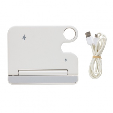 Logo trade promotional merchandise photo of: Joltz RCS recycled plastic dual 15W charger with iWatch slot