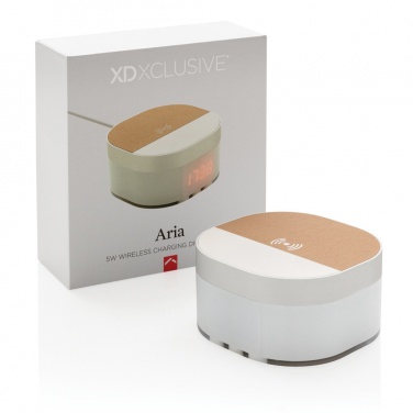 Logo trade corporate gifts image of: Aria 5W Wireless Charging Digital Clock