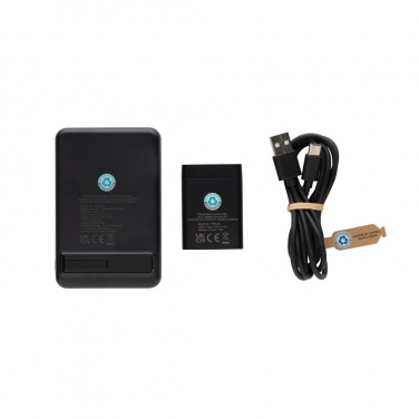 Logo trade promotional products image of: Powerbase RCS recycled plastic 3 in 1 charger with powerbank