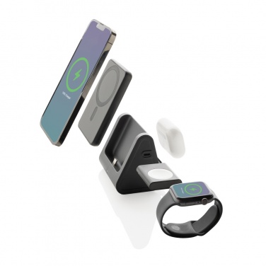 Logotrade promotional product image of: Powerbase RCS recycled plastic 3 in 1 charger with powerbank