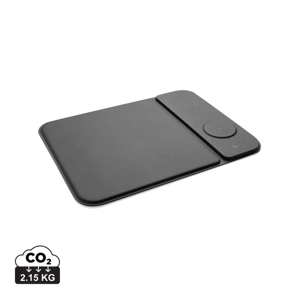 Logotrade promotional giveaway image of: Swiss peak RCS recycled PU 15W 3 in 1 charging mousepad
