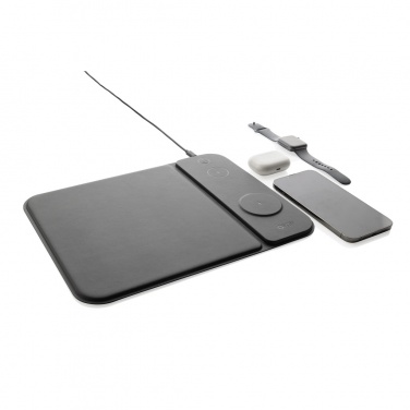 Logo trade corporate gift photo of: Swiss peak RCS recycled PU 15W 3 in 1 charging mousepad