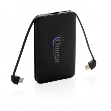 Logo trade promotional products image of: 5.000 mAh Pocket Powerbank with integrated cables