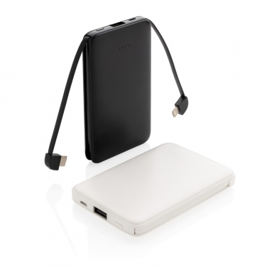 Logo trade business gift photo of: 5.000 mAh Pocket Powerbank with integrated cables