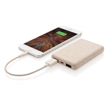 Logotrade promotional gift picture of: Wheat Straw 5.000 mAh Pocket Powerbank