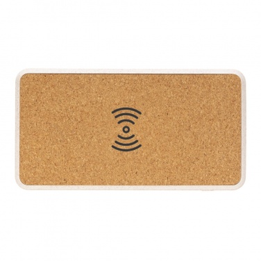 Logo trade corporate gift photo of: Cork and Wheat Straw 8.000 mAh 5W wireless powerbank