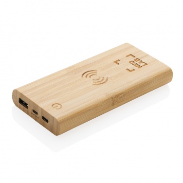 Logo trade promotional items picture of: Bamboo 8.000 mAh 5W wireless powerbank