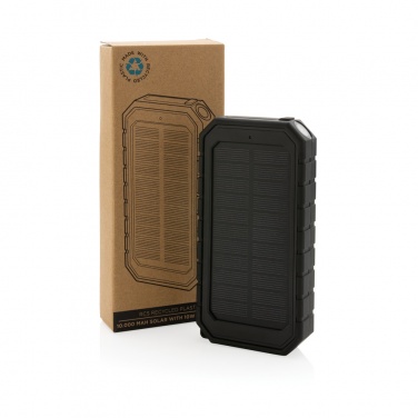 Logo trade promotional gifts image of: RCS recycled plastic Solar powerbank with 10W Wireless