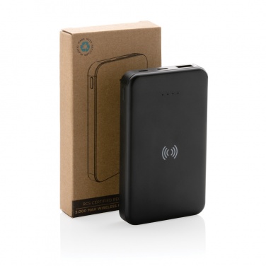 Logo trade promotional item photo of: RCS recycled plastic 5.000 mAh 5W wireless powerbank
