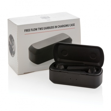 Logo trade advertising products picture of: Free Flow TWS earbuds in charging case