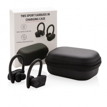Logo trade promotional gifts image of: TWS sport earbuds in charging case