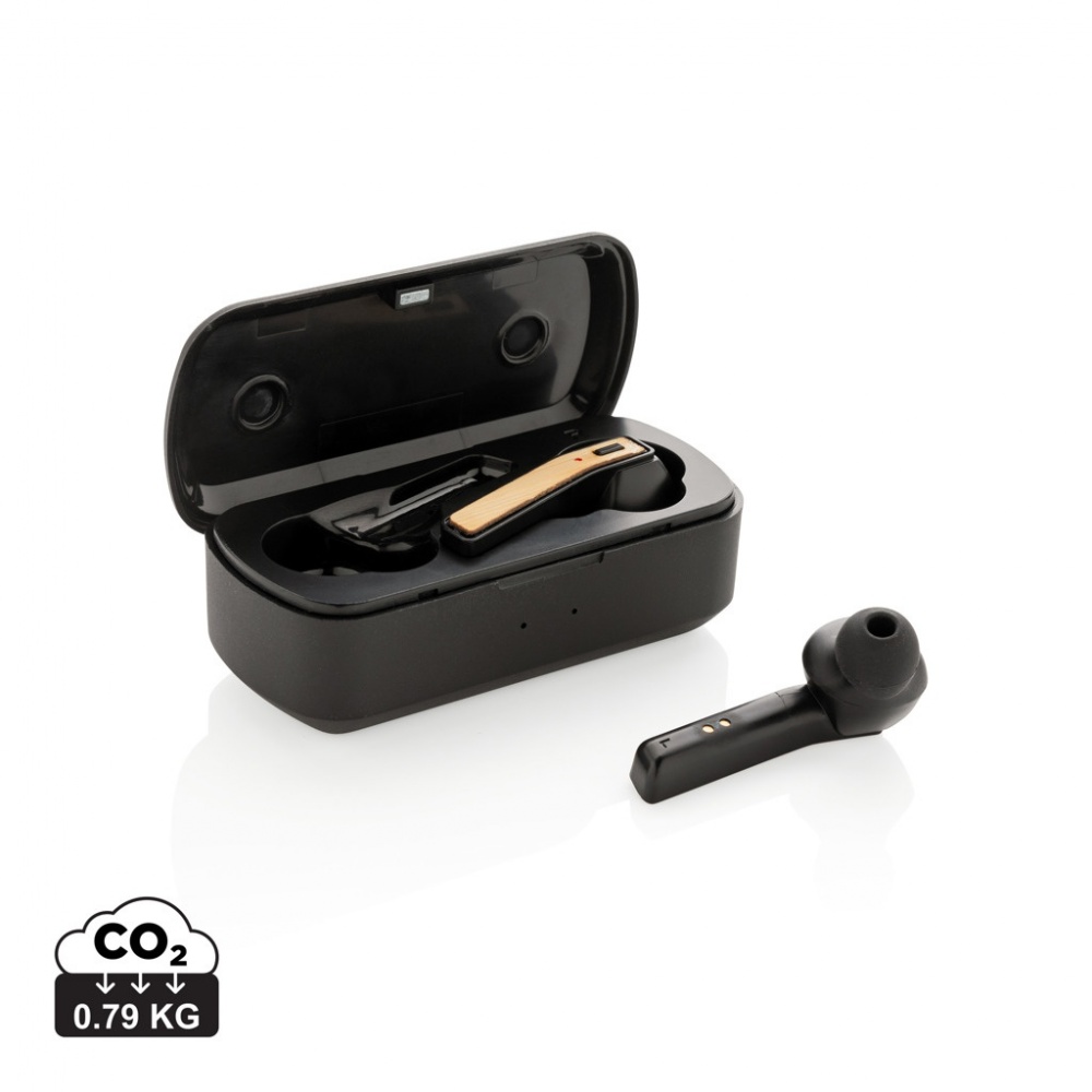 Logotrade promotional merchandise picture of: Bamboo Free Flow TWS earbuds in case