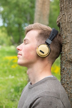 Logo trade promotional item photo of: Bamboo wireless headphone