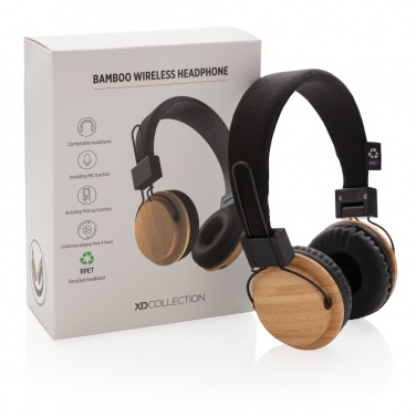 Logo trade promotional giveaway photo of: Bamboo wireless headphone