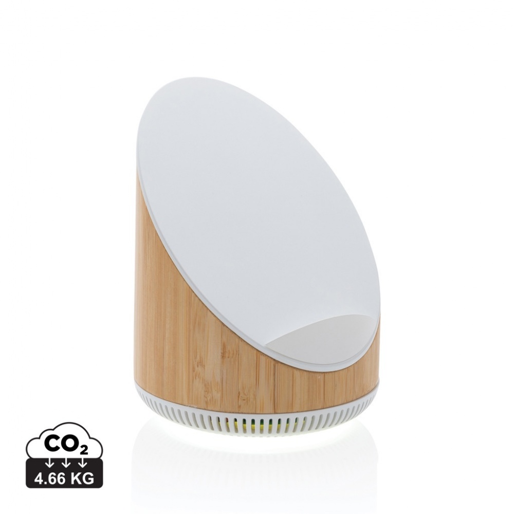 Logo trade advertising products picture of: Ovate bamboo 5W speaker with 15W wireless charger