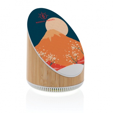 Logo trade promotional giveaways picture of: Ovate bamboo 5W speaker with 15W wireless charger