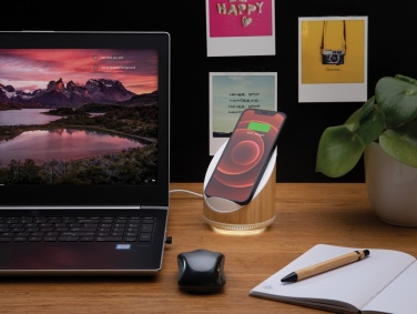 Logo trade promotional merchandise photo of: Ovate bamboo 5W speaker with 15W wireless charger