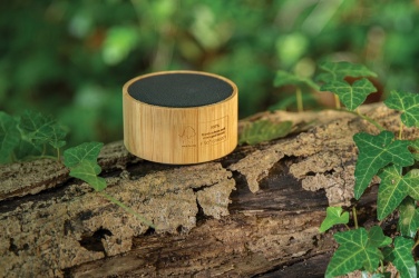Logotrade business gift image of: RCS recycled plastic and bamboo 3W wireless speaker
