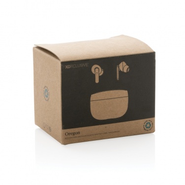 Logotrade business gift image of: Oregon RCS recycled plastic and cork TWS earbuds