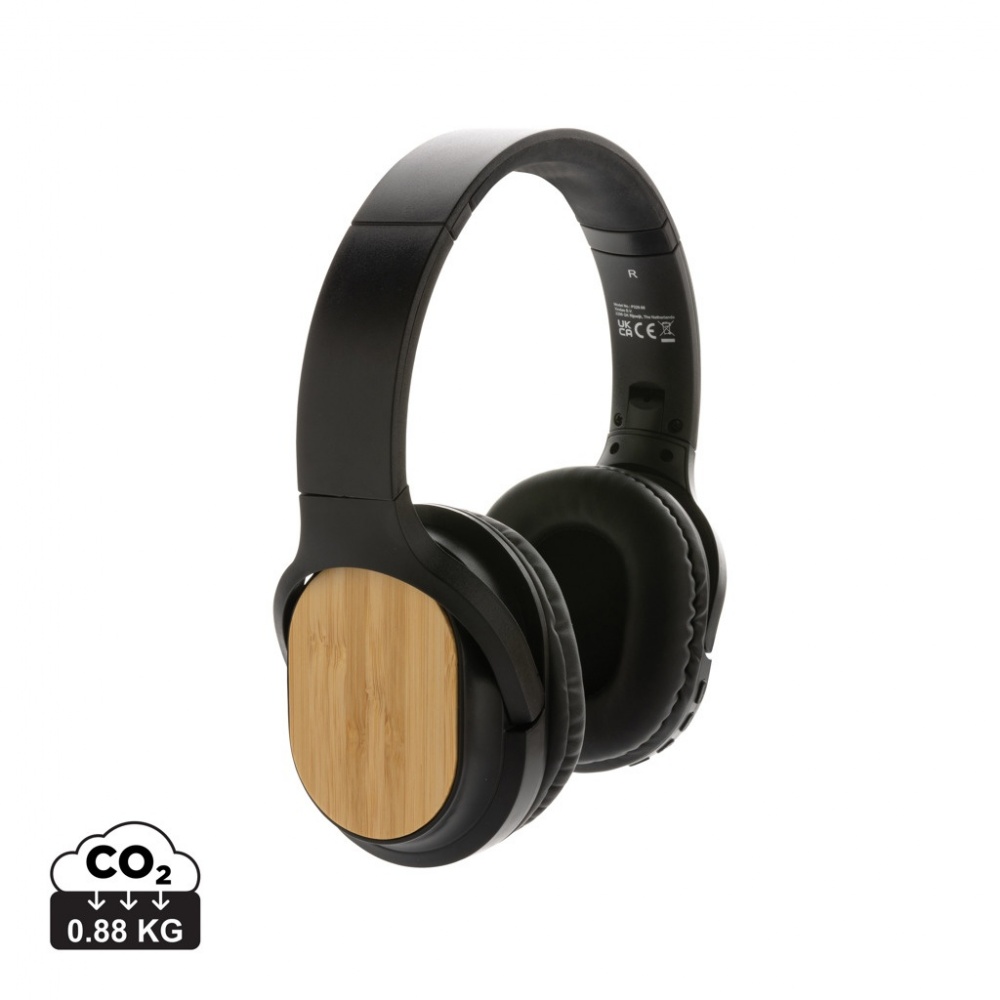 Logotrade promotional item picture of: RCS and bamboo Elite Foldable wireless headphone