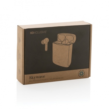 Logo trade promotional products image of: Skywave RCS recycled plastic solar earbuds