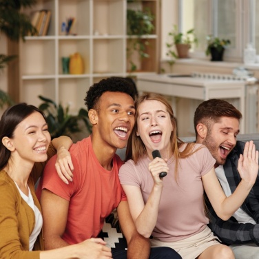 Logo trade promotional products image of: Singvibe RCS recycled plastic karaoke set with double mic