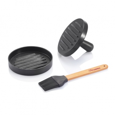 Logo trade business gifts image of: BBQ set with hamburger press and brush