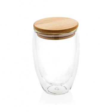 Logo trade promotional items picture of: Double wall borosilicate glass with bamboo lid 350ml