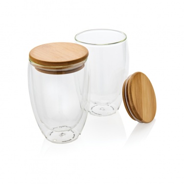 Logotrade promotional gifts photo of: Double wall borosilicate glass with bamboo lid 350ml 2pc set