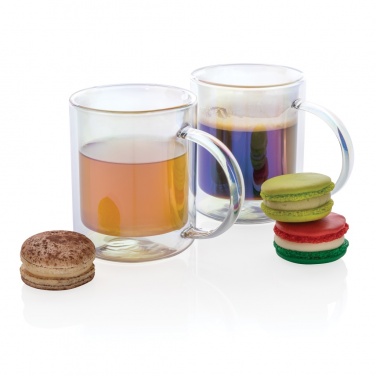 Logo trade corporate gifts image of: Deluxe double wall electroplated glass mug