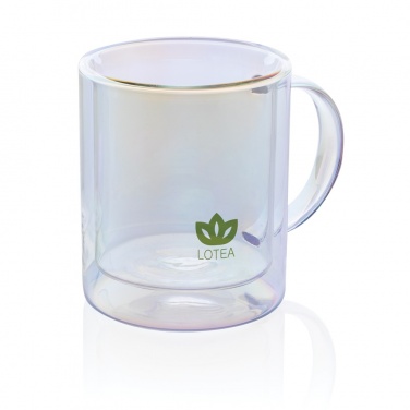 Logo trade promotional giveaways image of: Deluxe double wall electroplated glass mug