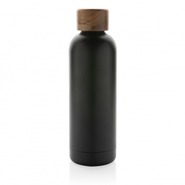 Logo trade business gifts image of: Wood RCS certified recycled stainless steel vacuum bottle