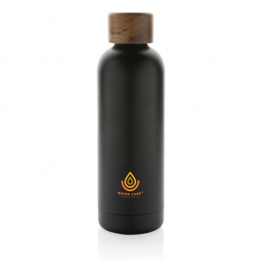 Logo trade promotional giveaways picture of: Wood RCS certified recycled stainless steel vacuum bottle